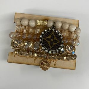 Upcycled Louis Vuitton set of give bracelets